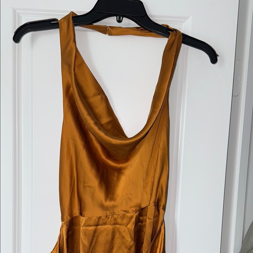 Amanda Uprichard Martine Silk Halter Gown (sz: M) - Picture 5 of 6